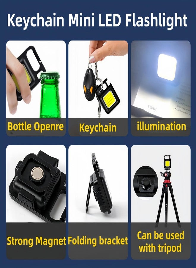 DOTCOM Mini LED Flashlight Keychain Light Multifunctional Portable COB Camping Flashlights USB Charging Work Lights Fishing Lanterna（2 Pack） - Image 3